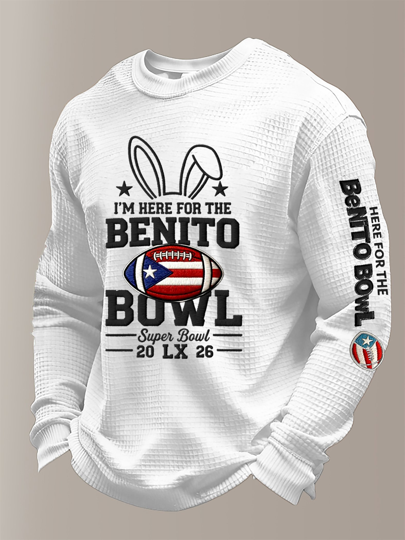 Bad Bunny Super Bowl Merch 2026 I'm Here For The Benito Bowl Long Sleeve T-Shirt Bad Bunny Shirt