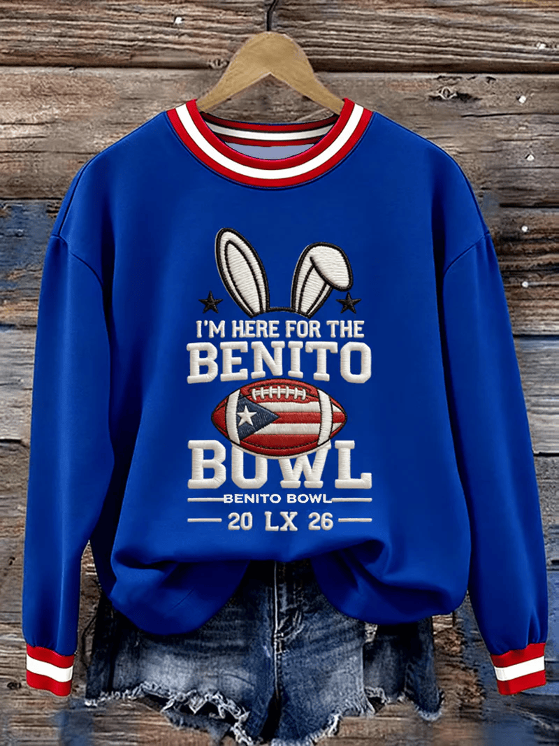 Bad Bunny Super Bowl Merch 2026 I'm Here For The Benito Bowl LX Sweatshirt Game Day Apparel