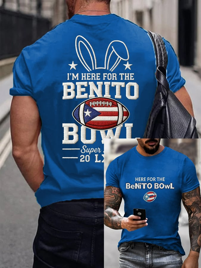 Bad Bunny Super Bowl Merch 2026 I'm Here For The Benito Bowl Shirt Puerto Rican Game Day Merch