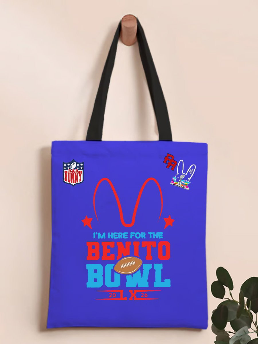 Bad Bunny Super Bowl Merch 2026 I'm Here For The Benito Bowl Tote Bag Bad Bunny Merch