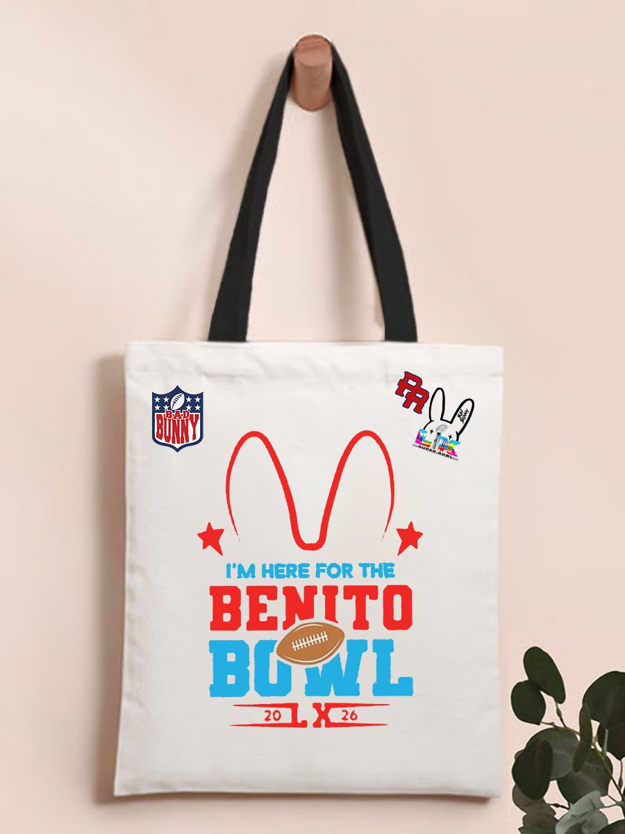 Bad Bunny Super Bowl Merch 2026 I'm Here For The Benito Bowl Tote Bag Benito Bowl Merch Bad Bunny Super Bowl Merch 2026 I'm Here For The Benito Bowl Tote Bag Benito Bowl Merch