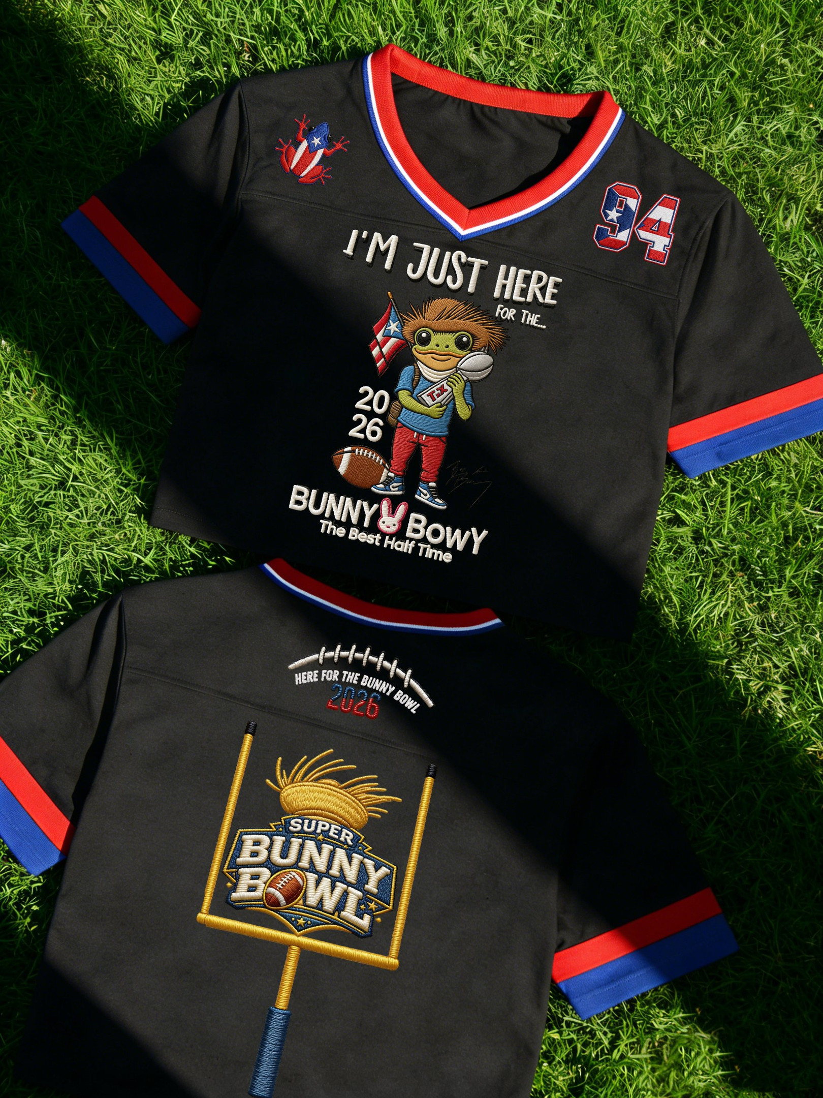 Bad Bunny Super Bowl Merch 2026 I'm Just Here Benito Bowl Jersey Puerto Rican Football Fans Gift
