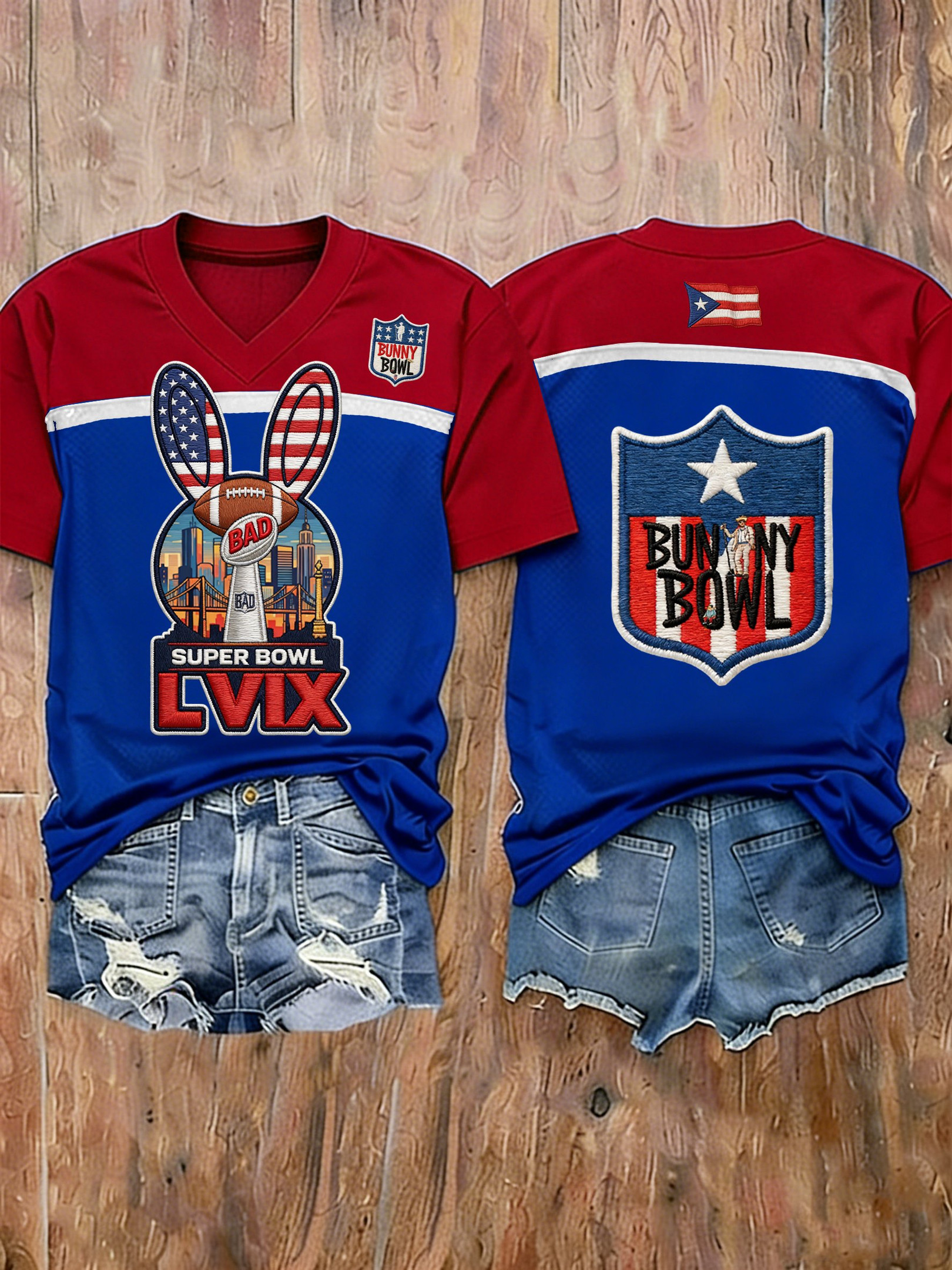 Bad Bunny Super Bowl Merch 2026 I'm Just Here For Benito Bowl V-Neck Shirt Bad Bunny Website Bad Bunny Super Bowl Merch 2026 I'm Just Here For Benito Bowl V-Neck Shirt Bad Bunny Website