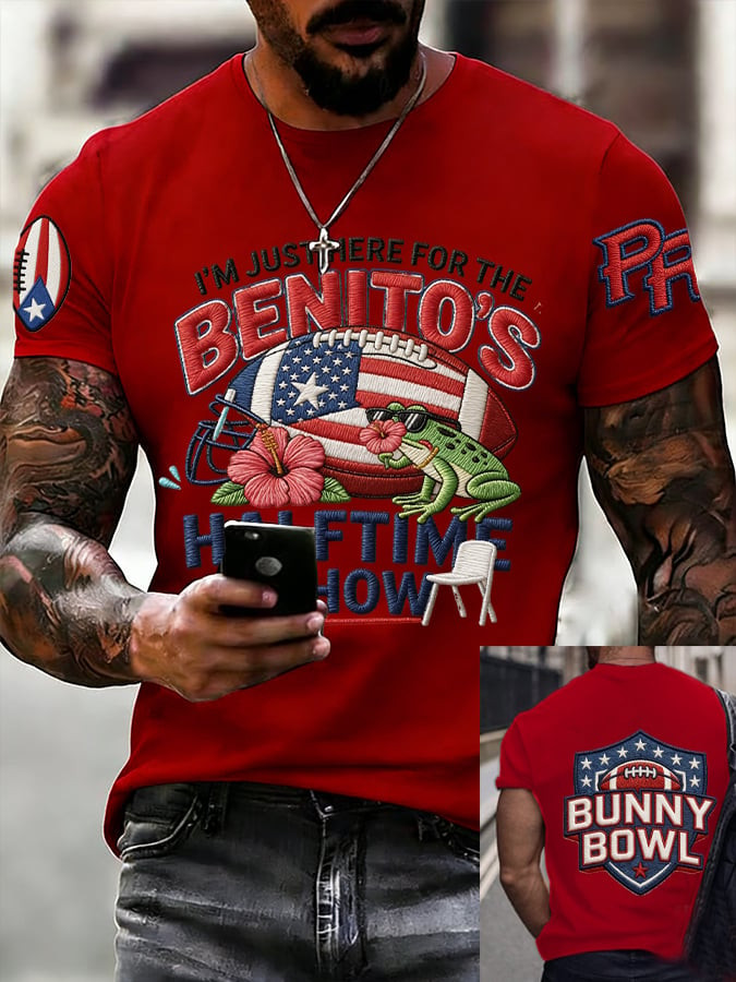 Bad Bunny Super Bowl Merch 2026 I'm Just Here For The Benito Bowl T-Shirt Puerto Rican Merch Bad Bunny Super Bowl Merch 2026 I'm Just Here For The Benito Bowl T-Shirt Puerto Rican Merch