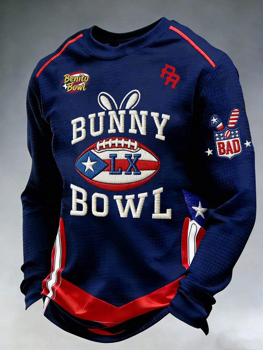 Bad Bunny Super Bowl Merch 2026 Puerto Rican Bunny Bowl Long Sleeve Shirt Benito Bowl Shirt Navy
