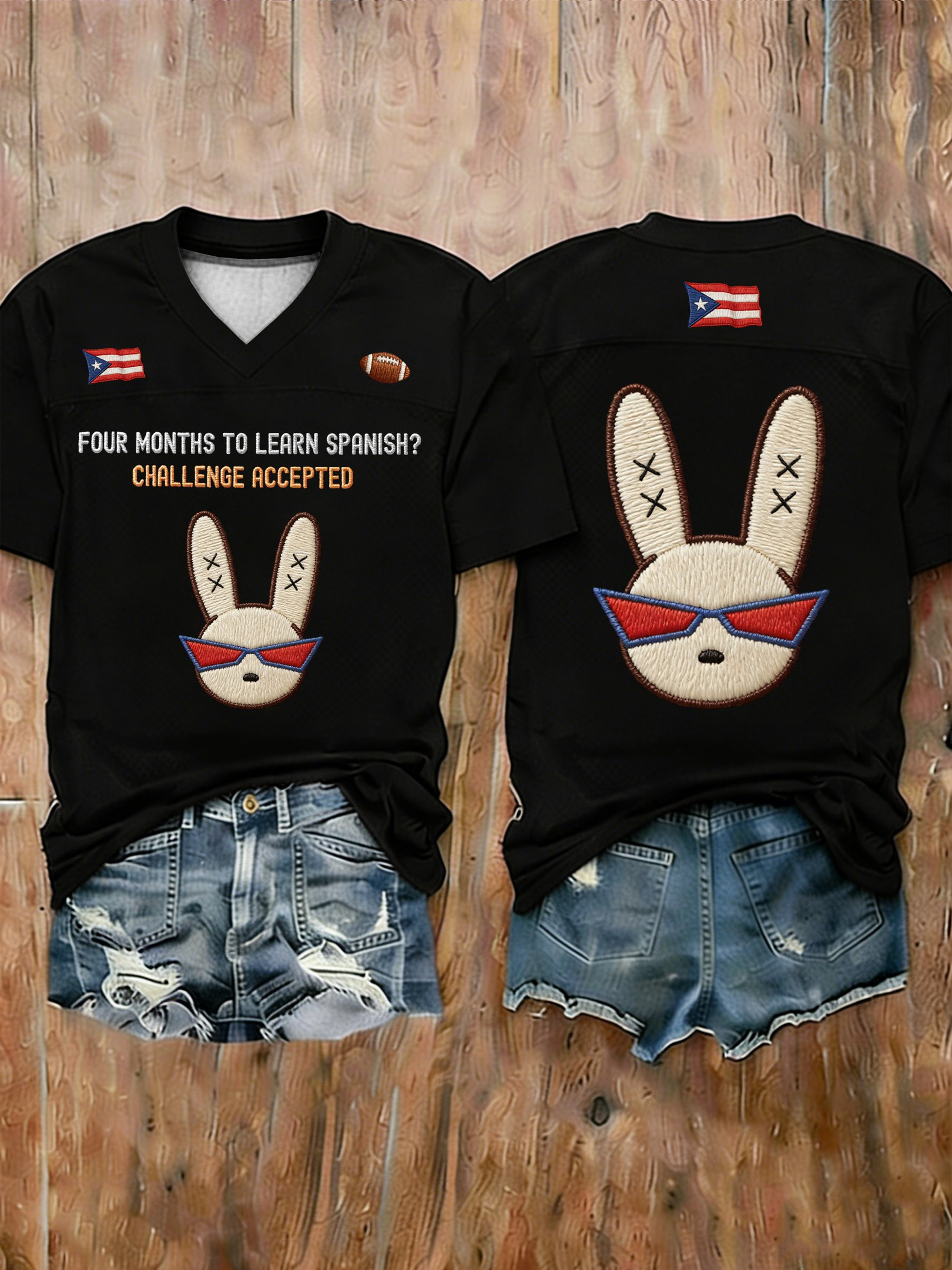 Bad Bunny Super Bowl Merch 2026 Puerto Rican Football Bad Bunny V-Neck Shirt Benito Bowl Fan Gift