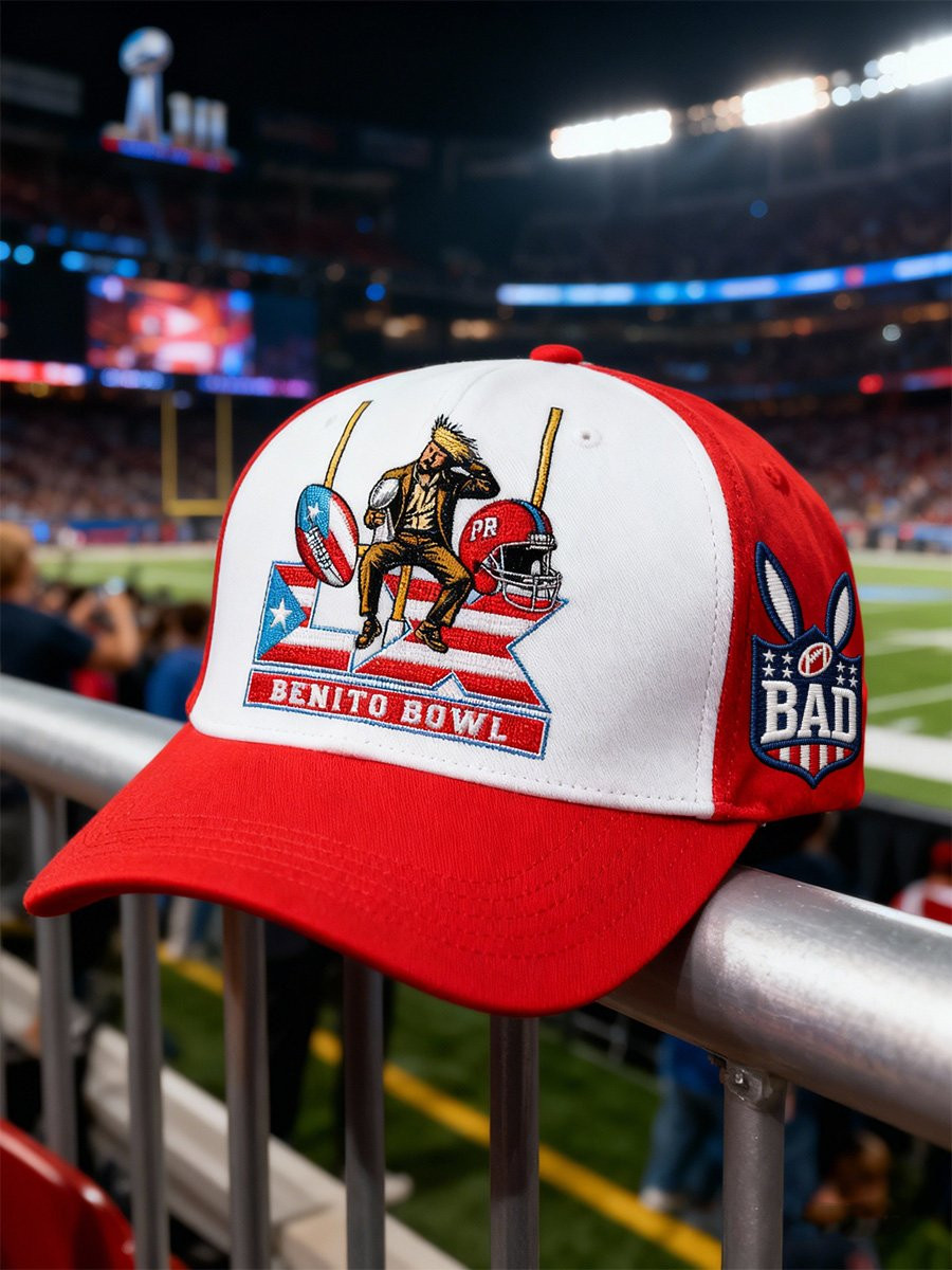 Bad Bunny Super Bowl Merch 2026 Puerto Rican Football Benito Bowl Hat Embroidered Bad Bunny Hat