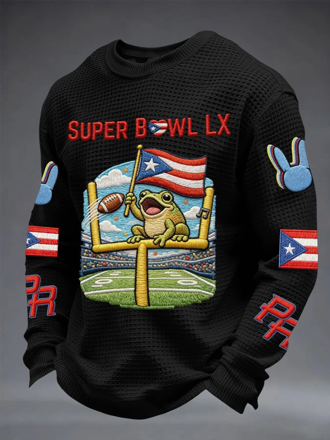 Bad Bunny Super Bowl Merch 2026 Puerto Rican Football Benito Bowl Long Sleeve T-Shirt Black Men