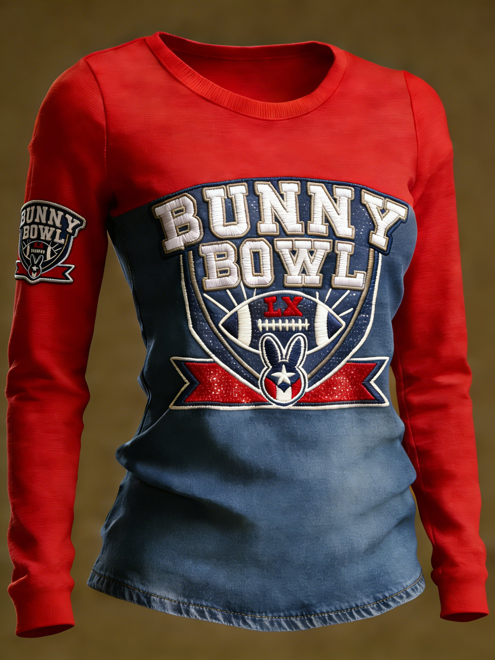 Bad Bunny Super Bowl Merch 2026 Puerto Rican Football Benito Bowl Long Sleeve T-Shirt Women's