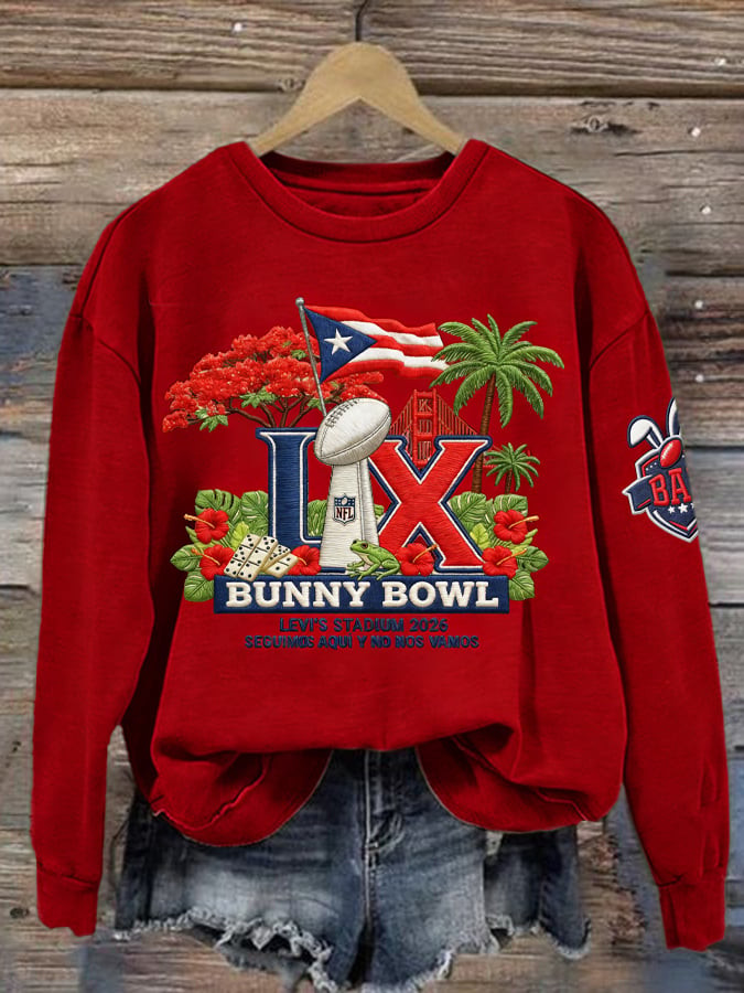 Bad Bunny Super Bowl Merch 2026 Puerto Rican Football Benito Bowl Sweatshirt Bad Bunny Merch Red Bad Bunny Super Bowl Merch 2026 Puerto Rican Football Benito Bowl Sweatshirt Bad Bunny Merch Red