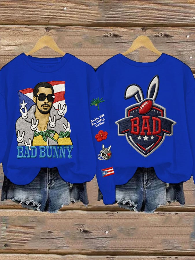 Bad Bunny Super Bowl Merch 2026 Puerto Rican Football Benito Bowl Sweatshirt Blue Wife Gifts