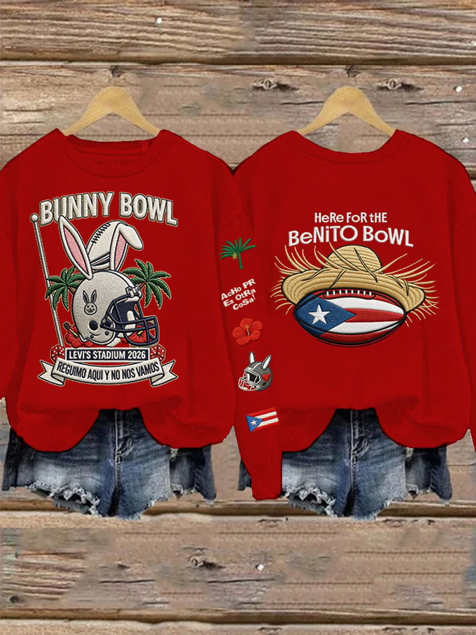 Bad Bunny Super Bowl Merch 2026 Puerto Rican Football Benito Bowl Sweatshirt Football Fan Gifts