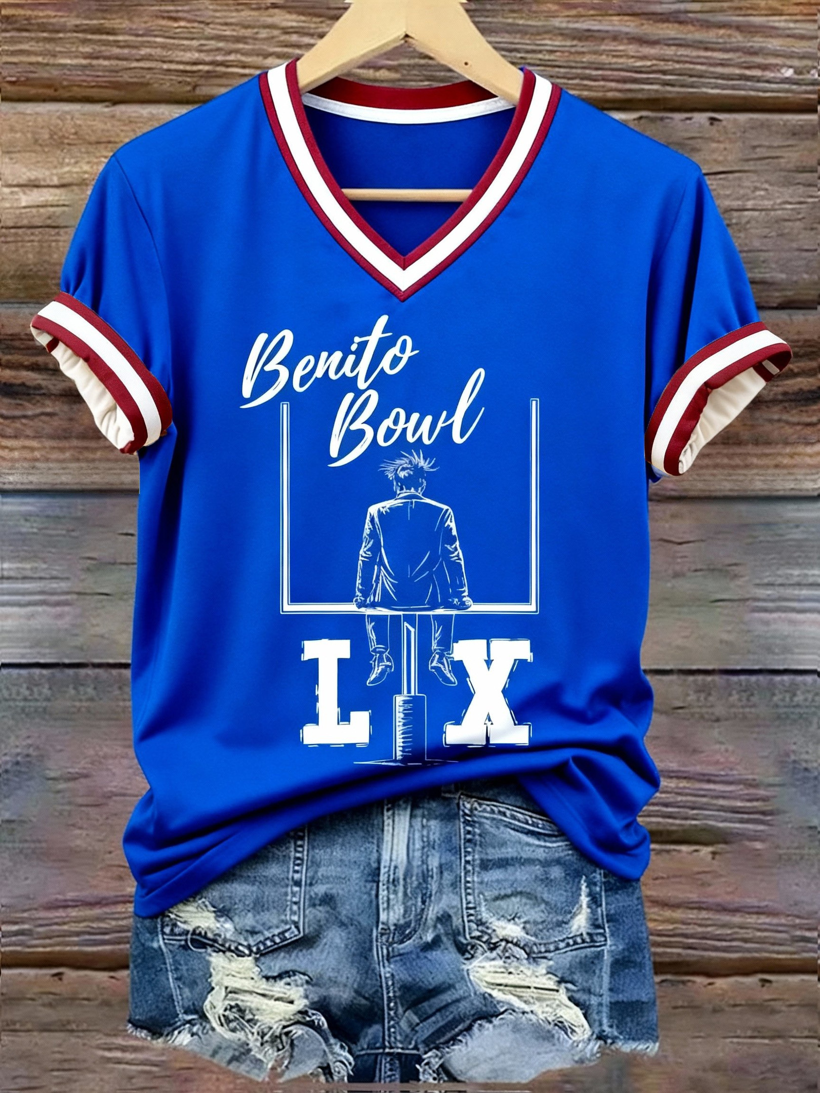 Bad Bunny Super Bowl Merch 2026 Puerto Rican Football Benito Bowl V-Neck Shirt Game Day Gifts