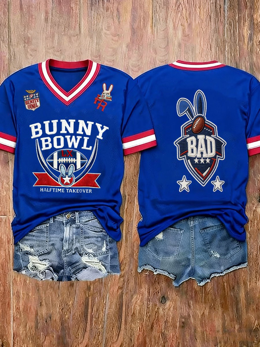 Bad Bunny Super Bowl Merch 2026 Puerto Rican Football Benito Bowl V-Neck Shirt Game Day Shirt