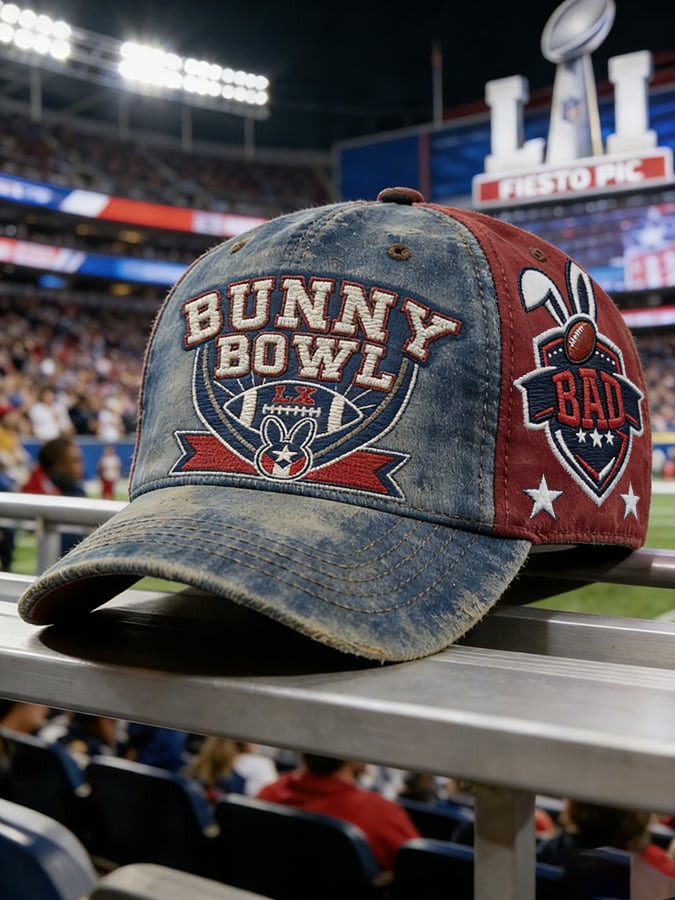 Bad Bunny Super Bowl Merch 2026 Puerto Rican Football Bunny Bowl Hat Game Day Cap Embroidered