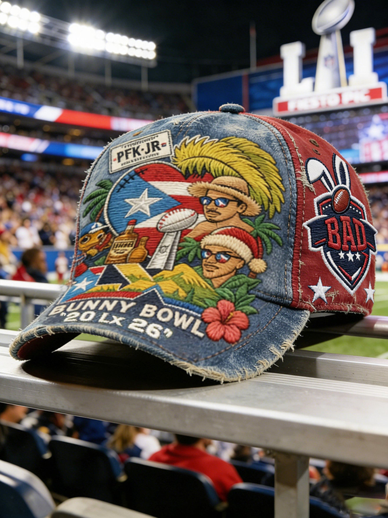 Bad Bunny Super Bowl Merch 2026 Puerto Rican Football Bunny Bowl Hat Present For Husband