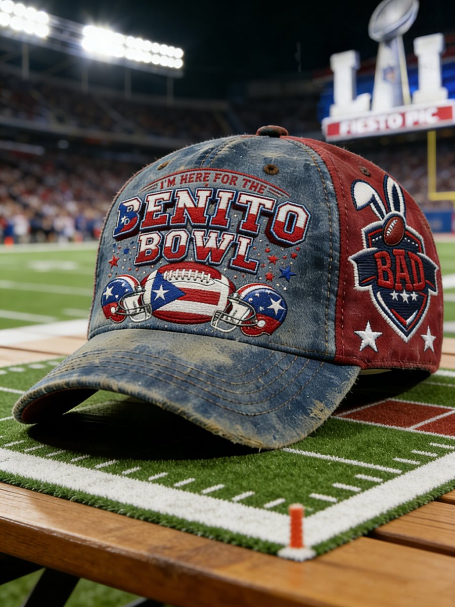 Bad Bunny Super Bowl Merch 2026 Puerto Rican Football Game Day Hat I'm Here For The Benito Bowl