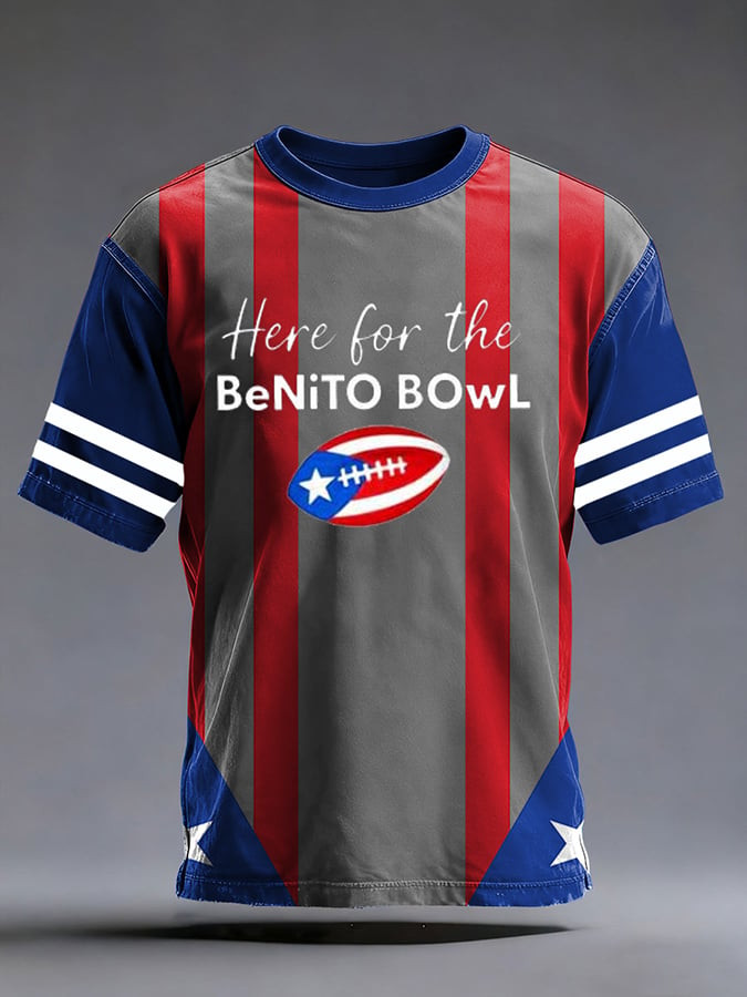 Bad Bunny Super Bowl Merch 2026 Puerto Rican Football T-Shirt Here For The Benito Bowl Shirt