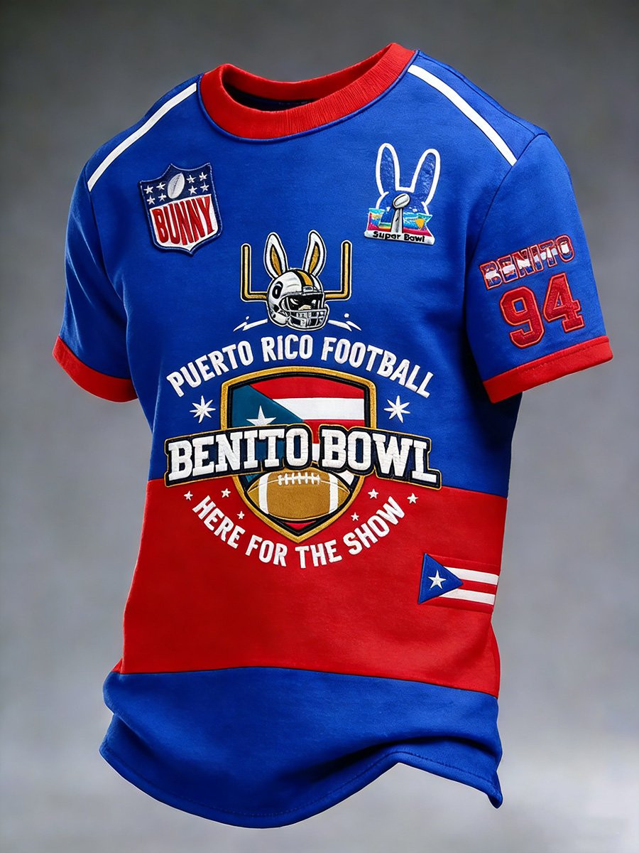Bad Bunny Super Bowl Merch 2026 Puerto Rican Football T-Shirt I'm Here For The Benito Bowl Shirt