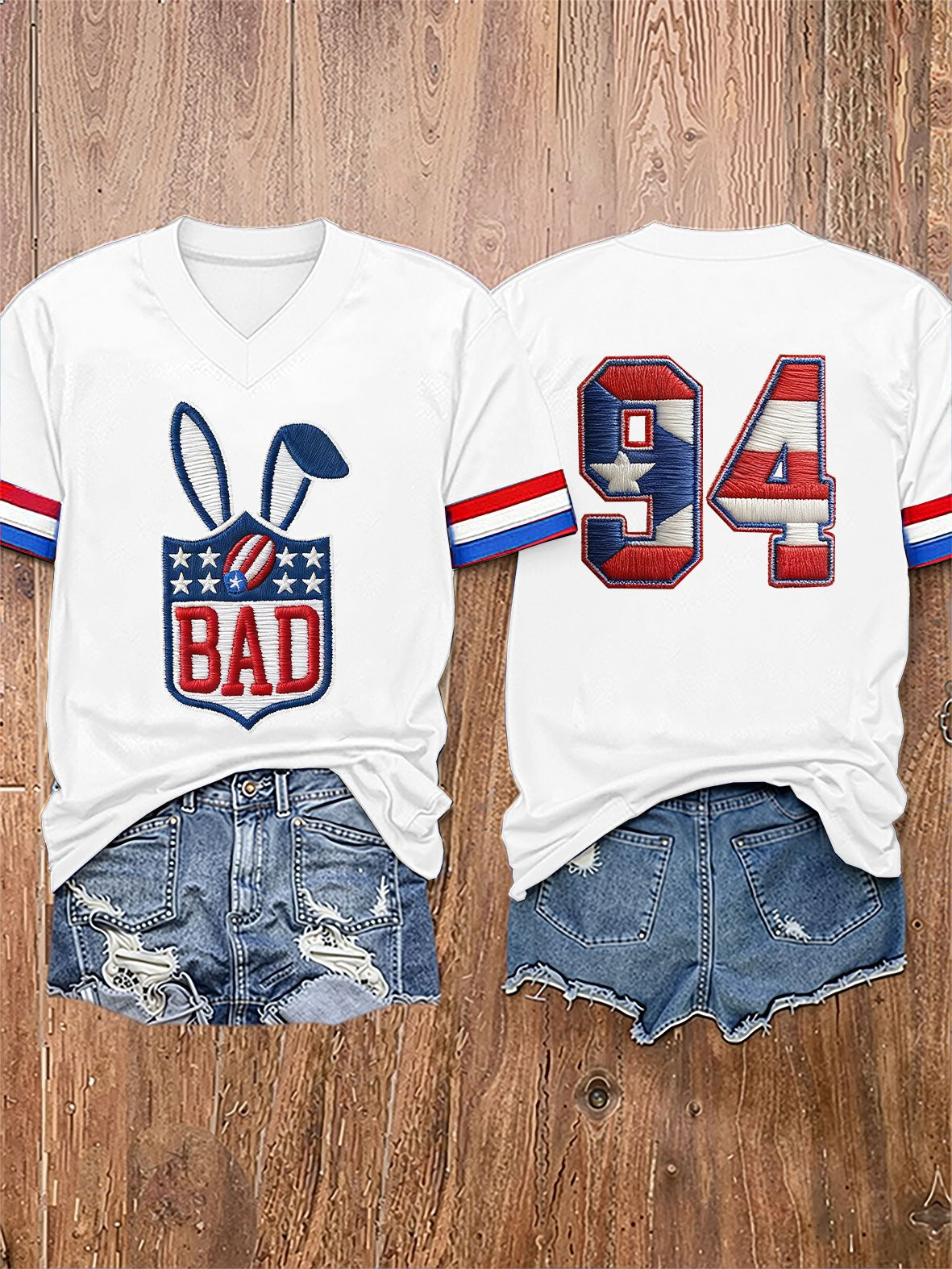 Bad Bunny Super Bowl Merch 2026 Puerto Rican Football V-Neck Shirt 94 Benito Bowl Merch