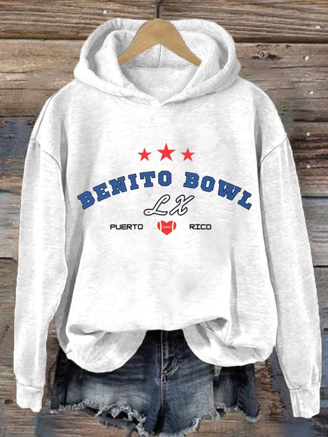 Bad Bunny Tour 2026 Merch Benito Bowl LX Hooded Sweatshirt Football Lover Present Ideas