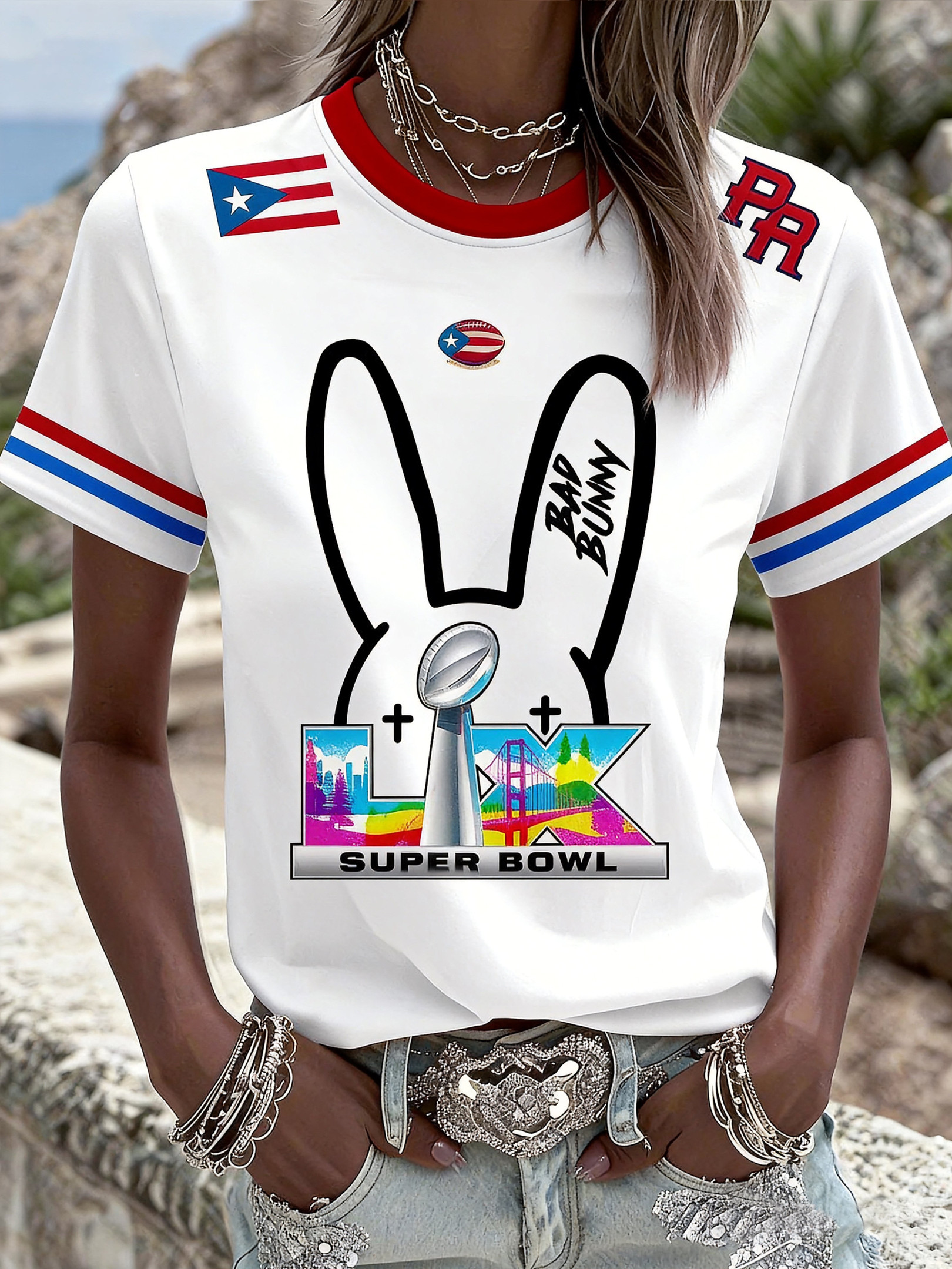 Bad Bunny Tour 2026 Merch Super Bowl LX T-Shirt Cool Gifts For Football Buffs