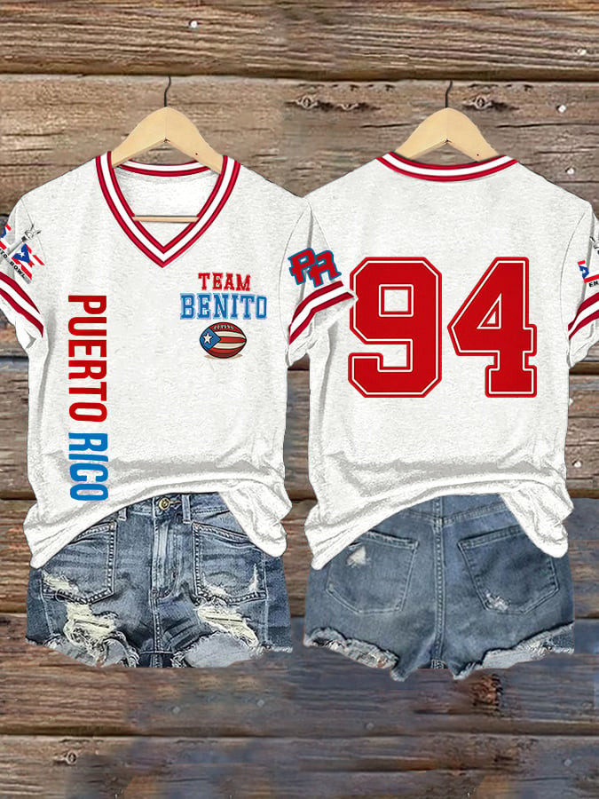 Bad Bunny Tour 2026 Merch Team Benito 94 V-Neck Shirt Gift Ideas For Sport Lovers