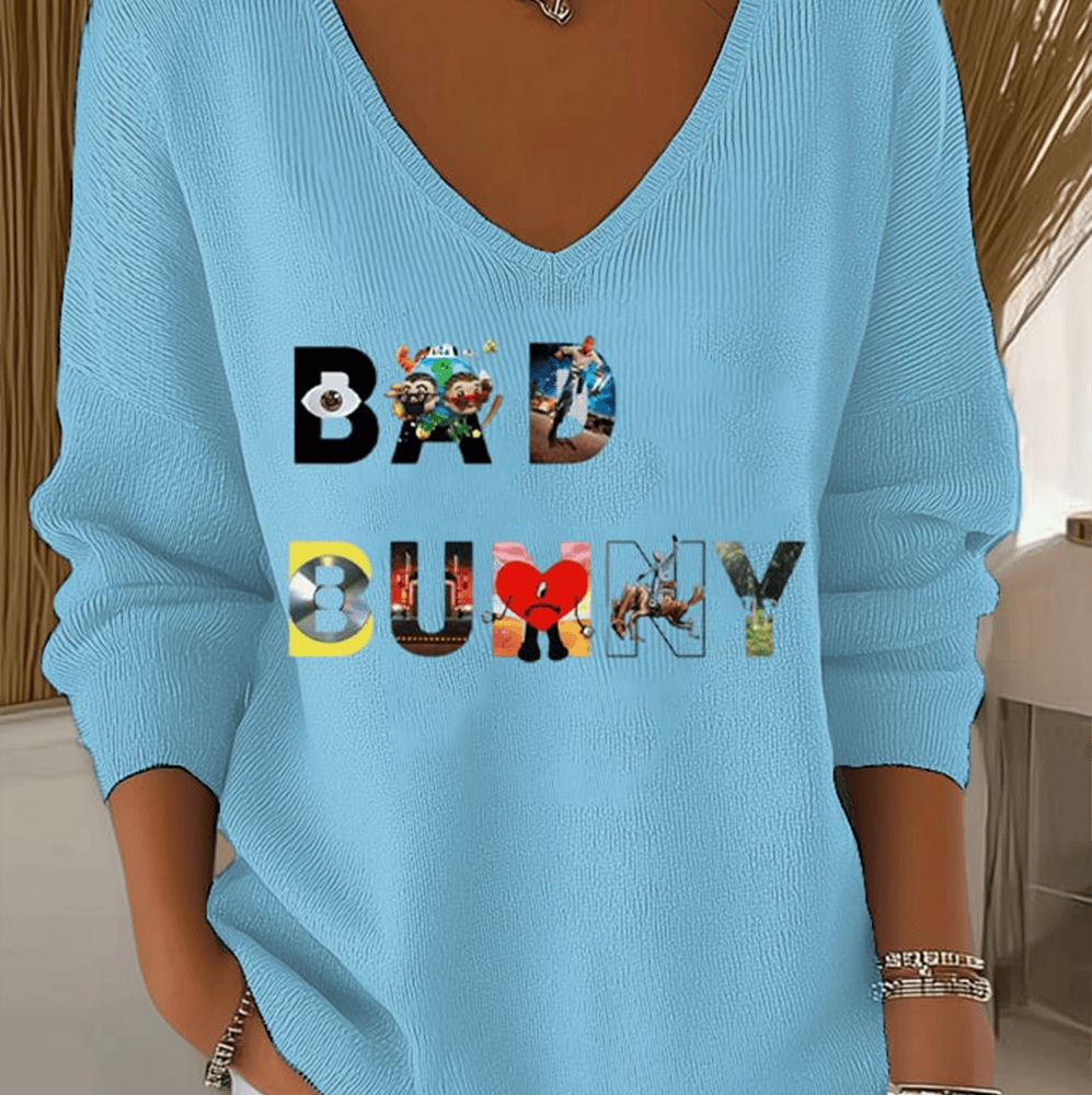 Bad Bunny V-Neck Long Sleeve Shirt Bad Bunny Super Bowl LX Clothing Line