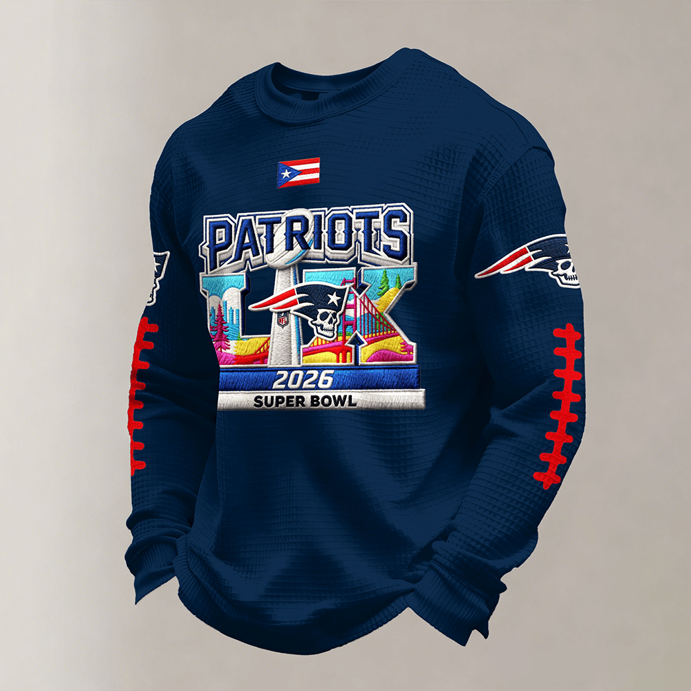 Bad Bunny X New England Patriots Football Long Sleeve Shirt Super Bowl LX Merchandise Fan Gear