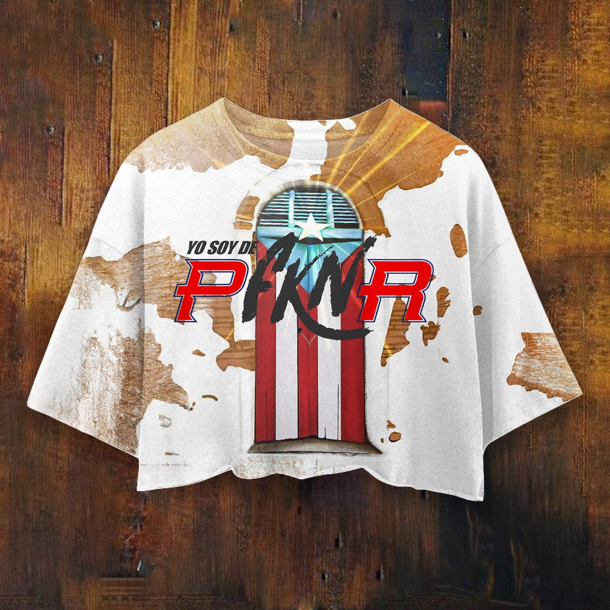 Bad Bunny Yo Soy De PFKNR Puerto Rico Womens Crop Top Puerto Rican Bad Bunny Merch