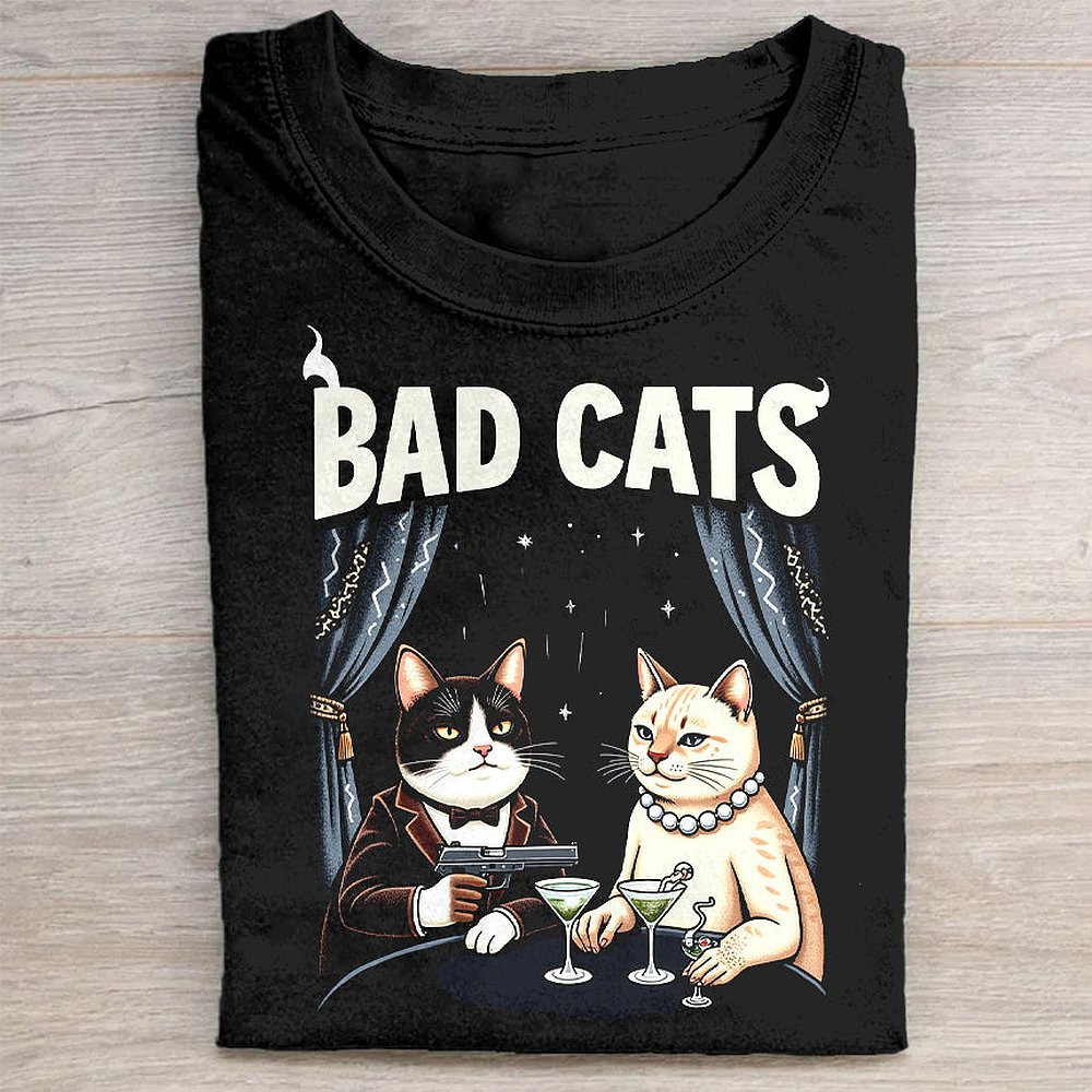 Bad Cats Graphic T-Shirt Funny Cat Lover Tee For Men And Women