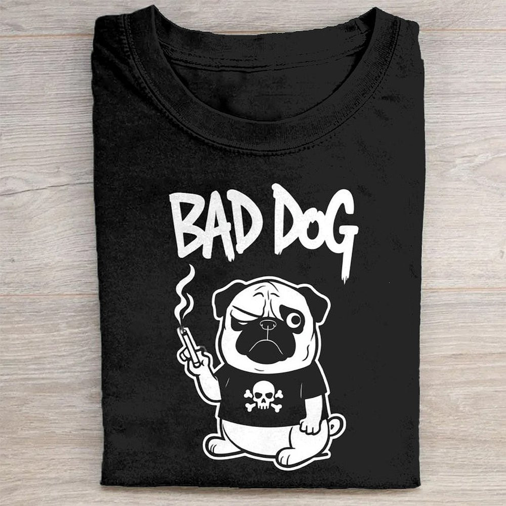 Bad Dog Graphic T-Shirt Funny Dog Lover Tee For Men