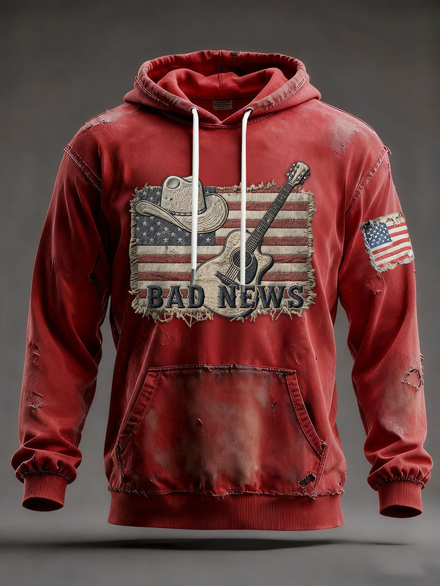 Bad News Hoodie The Fading Of The Red White And Blue Anti MAGA Merch Gifts