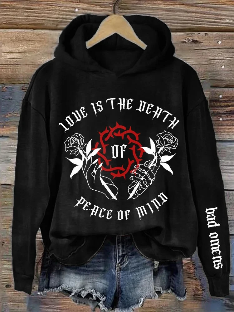 Bad Omens Hoodie For Rock Fans Moth Hoodie Love Is The Death Of Peace Of Mind Bad Omens Hoodie For Rock Fans Moth Hoodie Love Is The Death Of Peace Of Mind