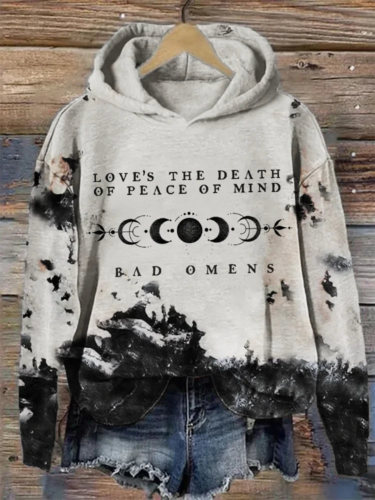 Bad Omens Hoodie Women's Rock Band Inspired Moon Tie Dye Hoodie Love Is The Death Of Peace Bad Omens Hoodie Women's Rock Band Inspired Moon Tie Dye Hoodie Love Is The Death Of Peace