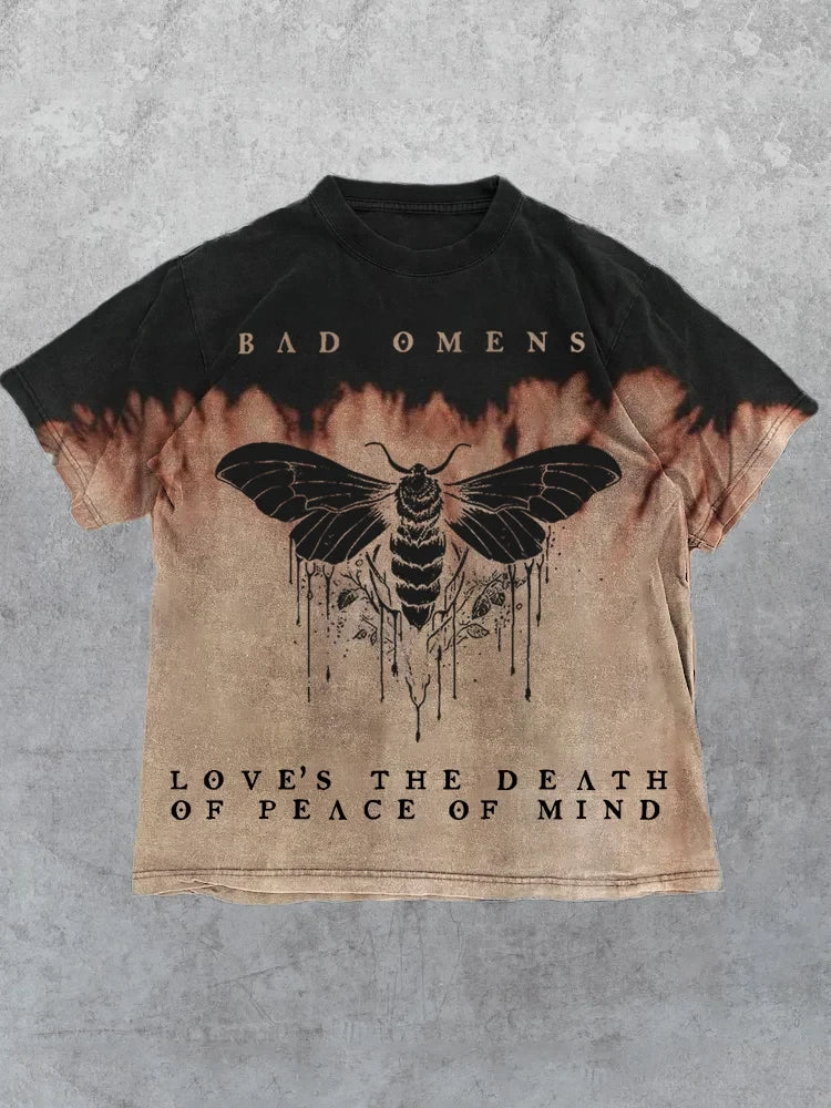 Bad Omens Shirt Rock Band Inspired Moth Art T-Shirt Love's The Death Od Peace Of Mind Bad Omens Shirt Rock Band Inspired Moth Art T-Shirt Love's The Death Od Peace Of Mind