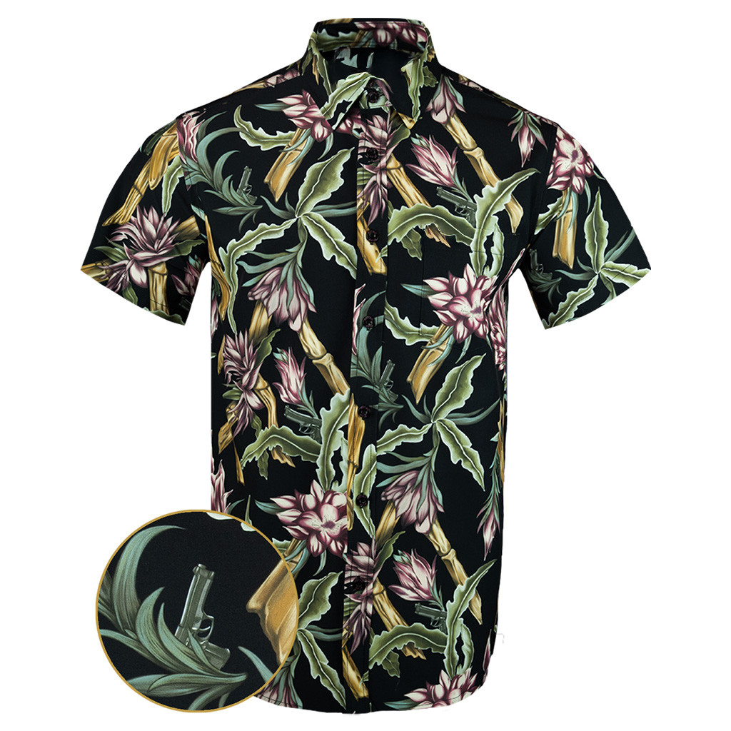 Bada Bing Button Down Shirt Tactical Tropical Print Shirt Husband Christmas Gift Ideas