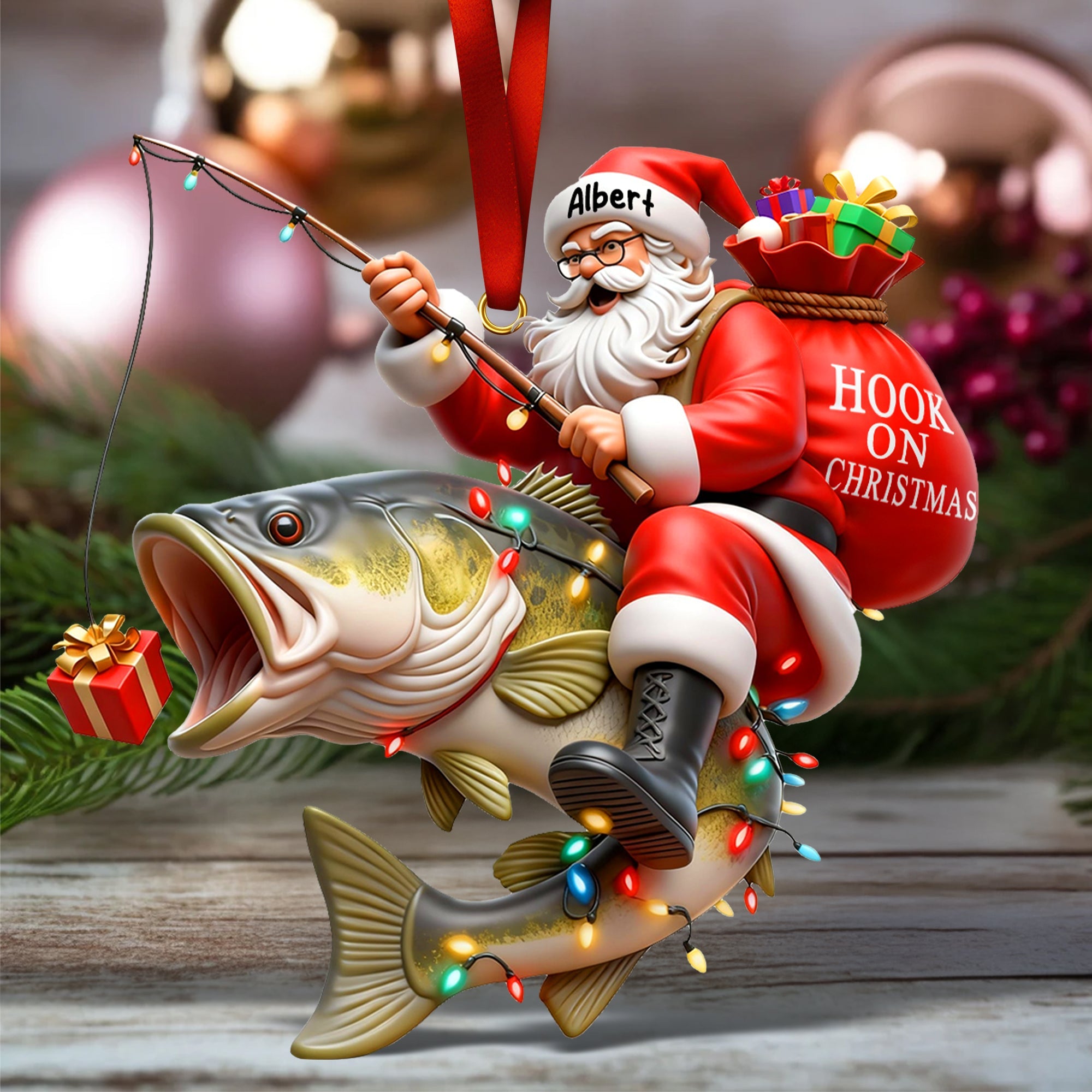 Badass Fishing Santa Acrylic Ornament, Personalized Gifts For Fishing Lovers - Christmas Ornament Gift Idea Badass Fishing Santa Acrylic Ornament, Personalized Gifts For Fishing Lovers - Christmas Ornament Gift Idea