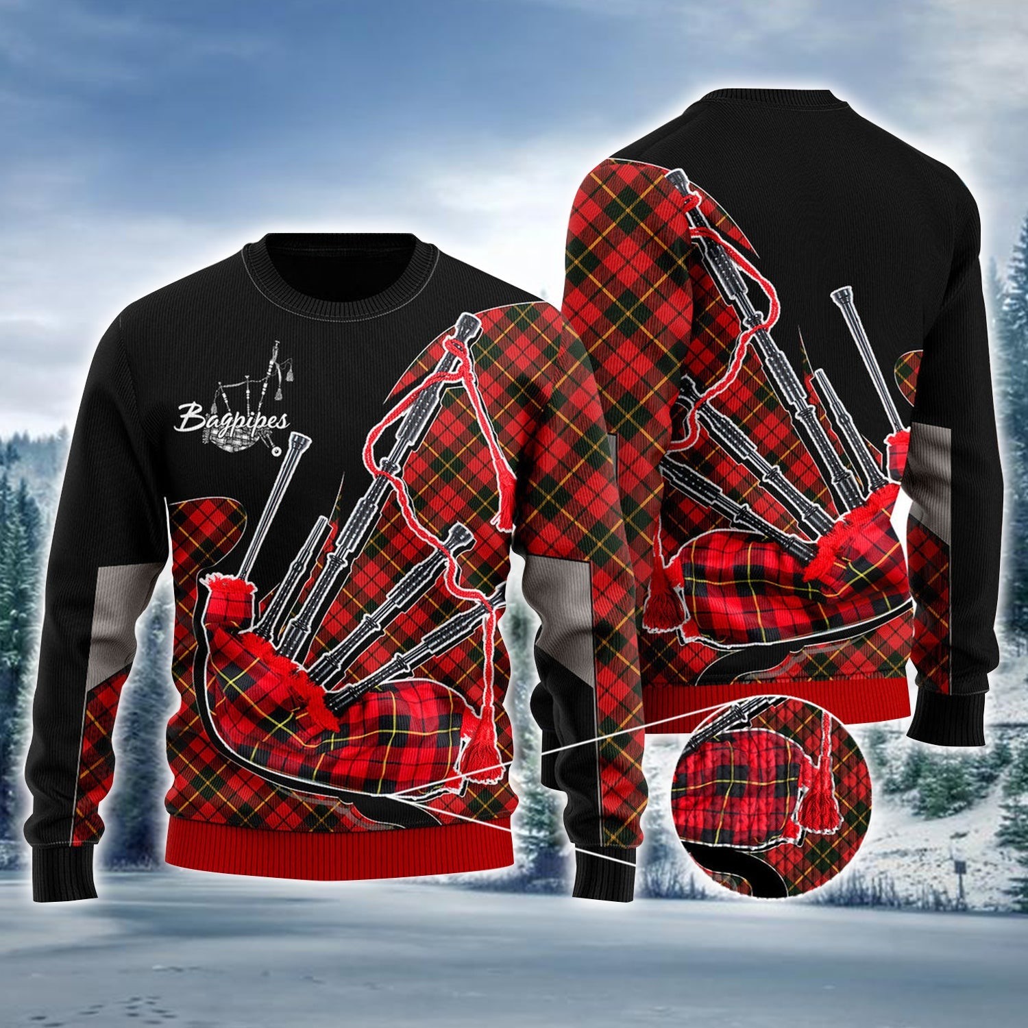 Bagpipes Ugly Holiday Jumper Christmas Sweaters Perfect Gift For Music Lovers