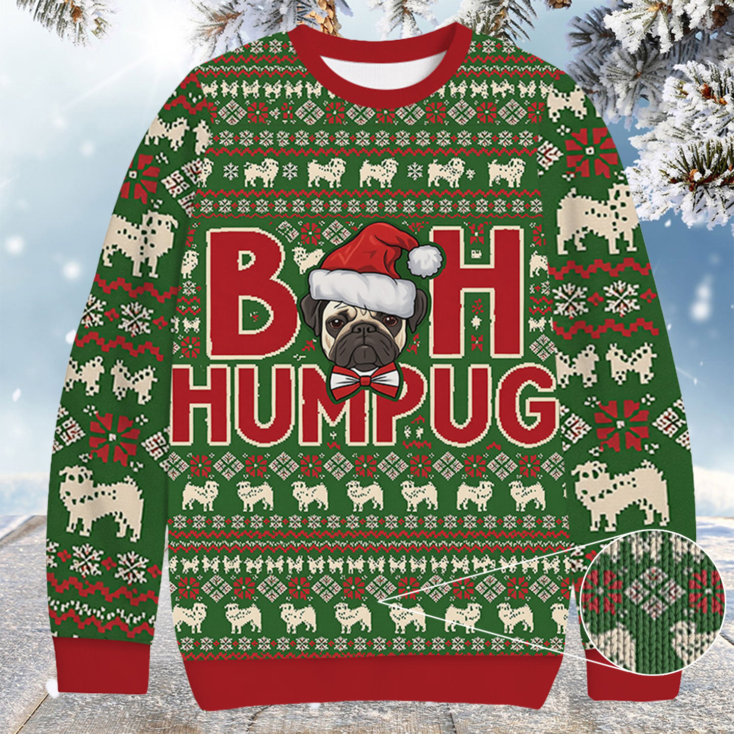 Bah Humpug Christmas Ugly Sweater Funny Xmas Clothing Gifts For Pug Lovers