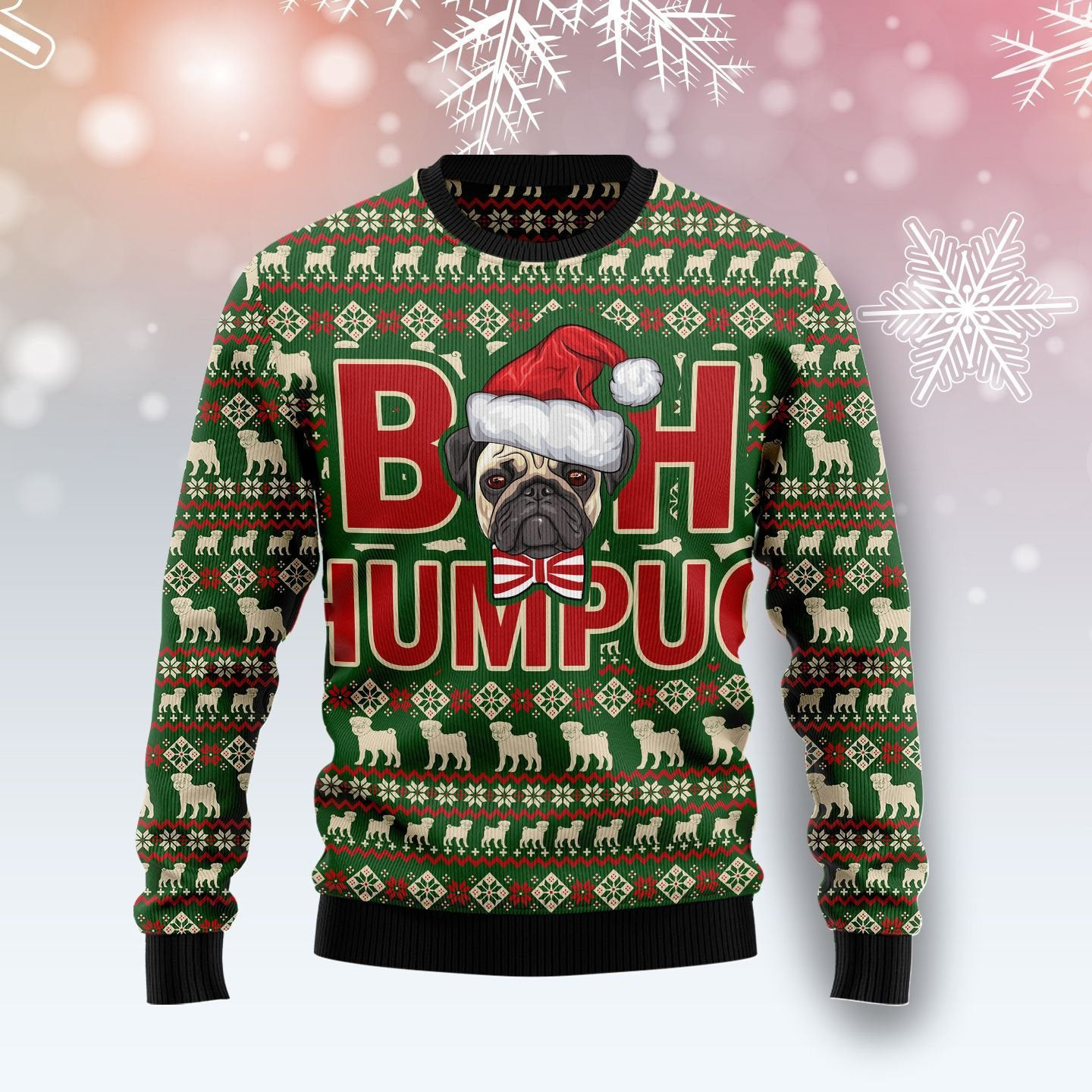 Bah Humpug Ugly Christmas Sweater Holiday Apparel Gifts For Pug Owners