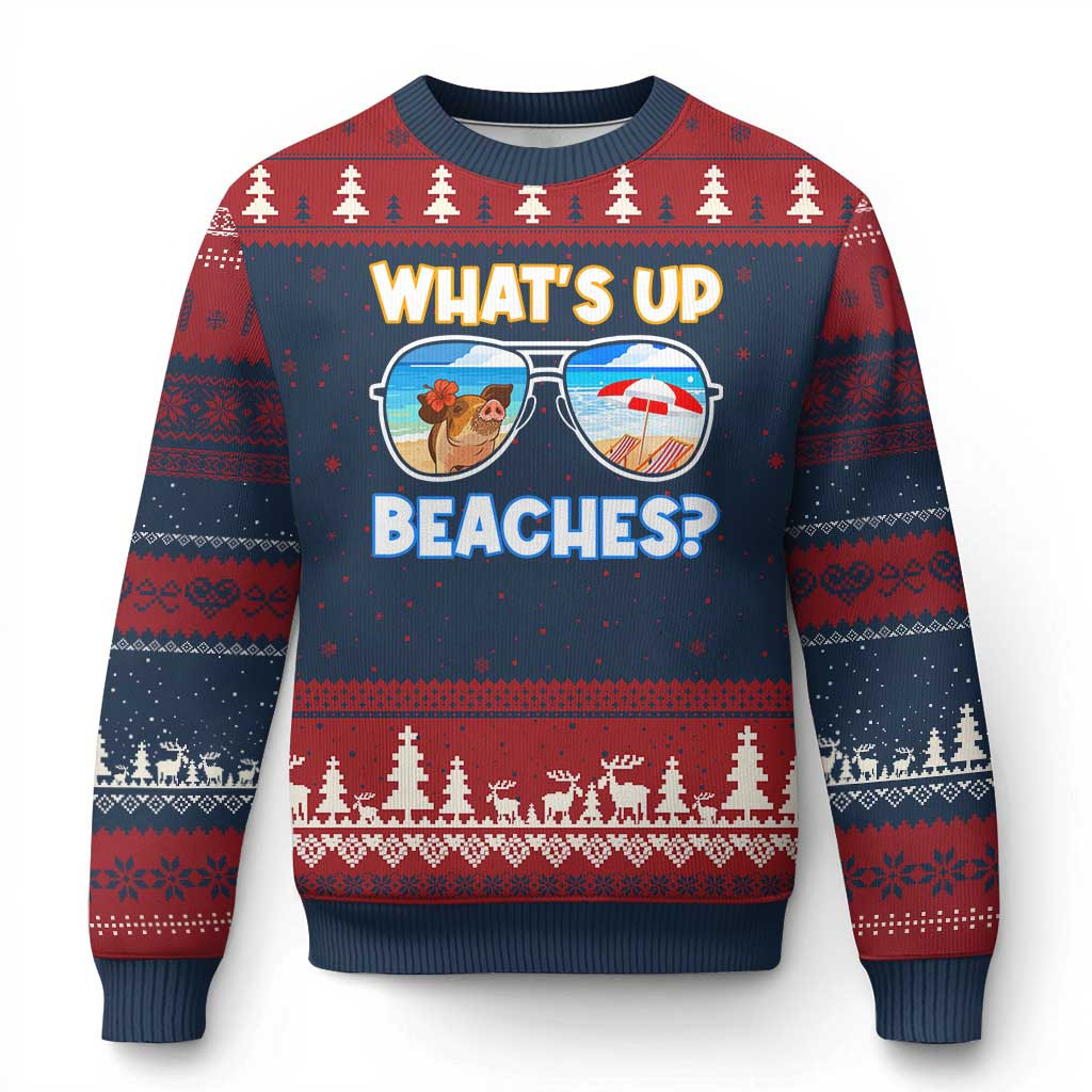 Bahamas Pigs What_s Up Ugly Christmas Sweater Caribbean Beach Sweater Pig Inspired Gifts