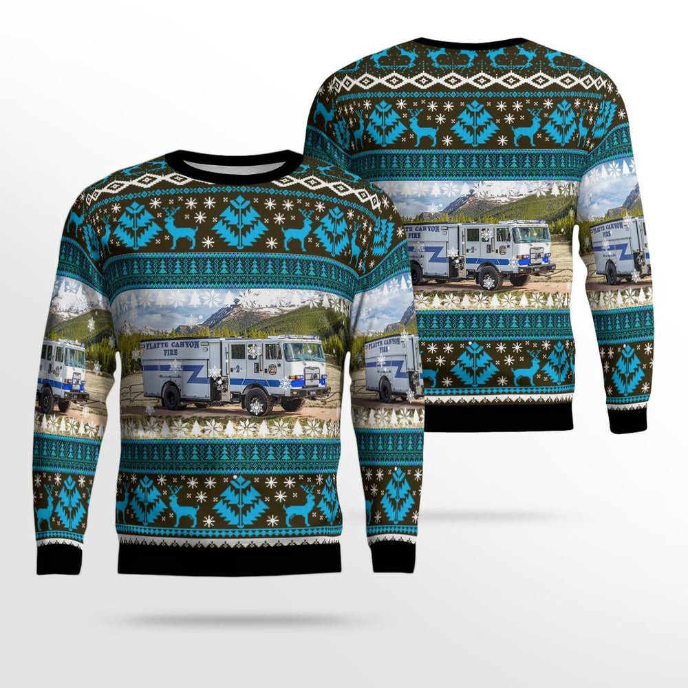 Bailey Colorado Platte Canyon Fire Protection District AOP Ugly Sweater Xmas Unisex Sweater Christmas Gifts for Men Women