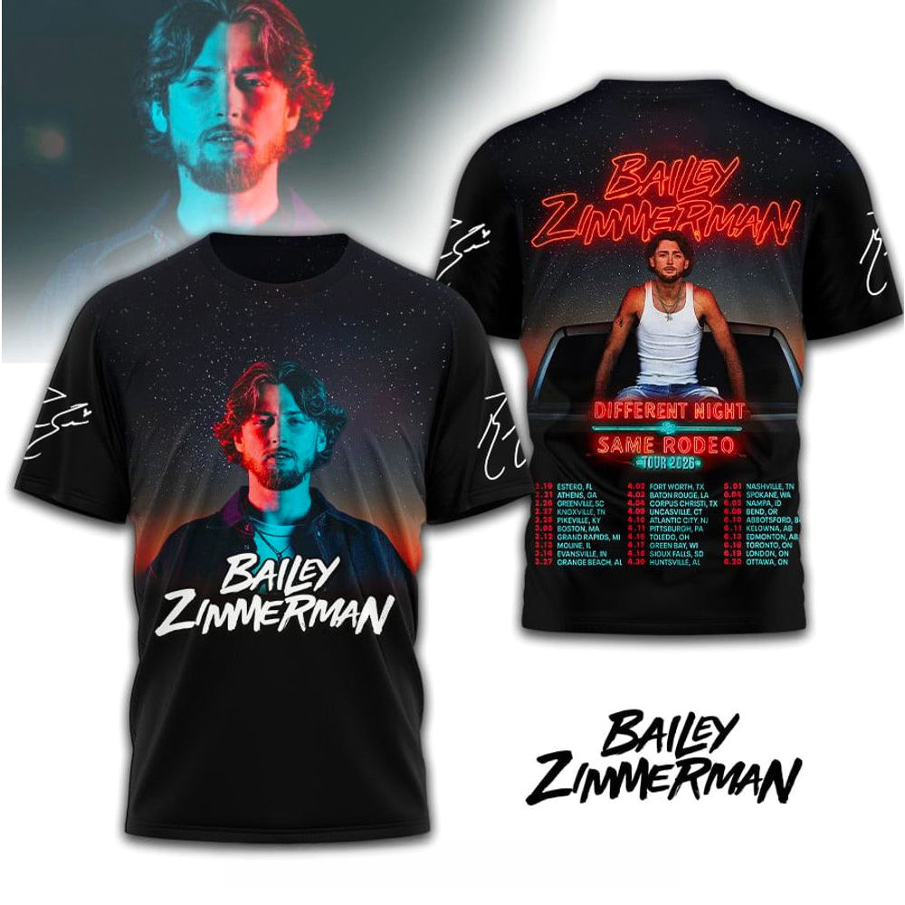 Bailey Zimmerman Different Night Same Rodeo Tour 2026 T-Shirt Bailey Zimmerman Merch