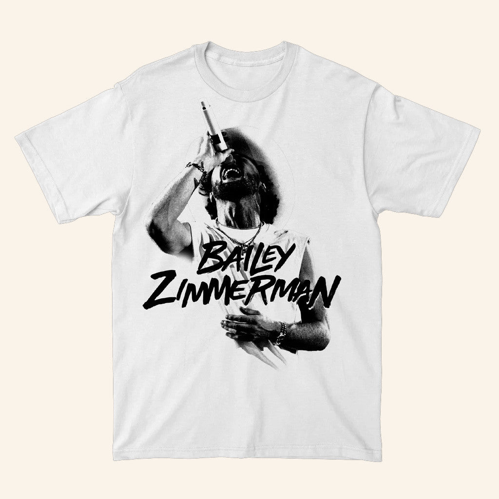 Bailey Zimmerman Merch Tour 2025 BZ B And W Photo White T-Shirt Presents For Dad Bailey Zimmerman Merch Tour 2025 BZ B And W Photo White T-Shirt Presents For Dad