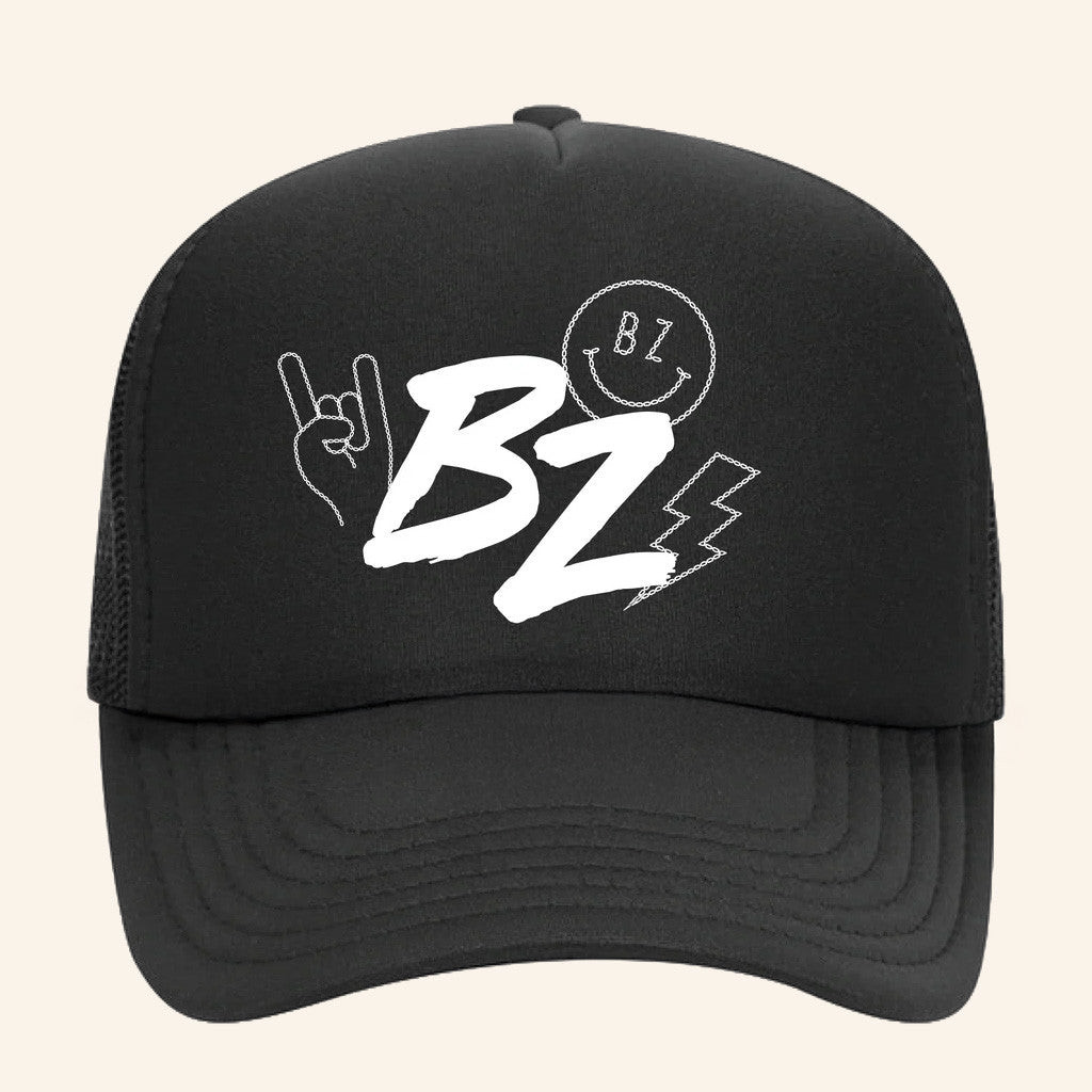 Bailey Zimmerman Merch Tour 2025 BZ Symbols Black Trucker Hat Best Gifts For Husband Bailey Zimmerman Merch Tour 2025 BZ Symbols Black Trucker Hat Best Gifts For Husband