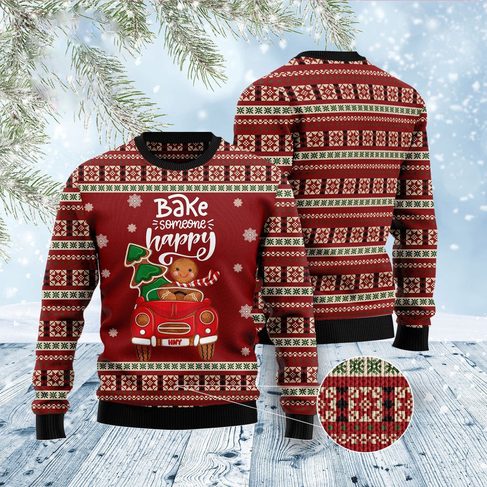 Bake Someone Happy Ugly Christmas Sweater Funny Ugly Christmas Sweater