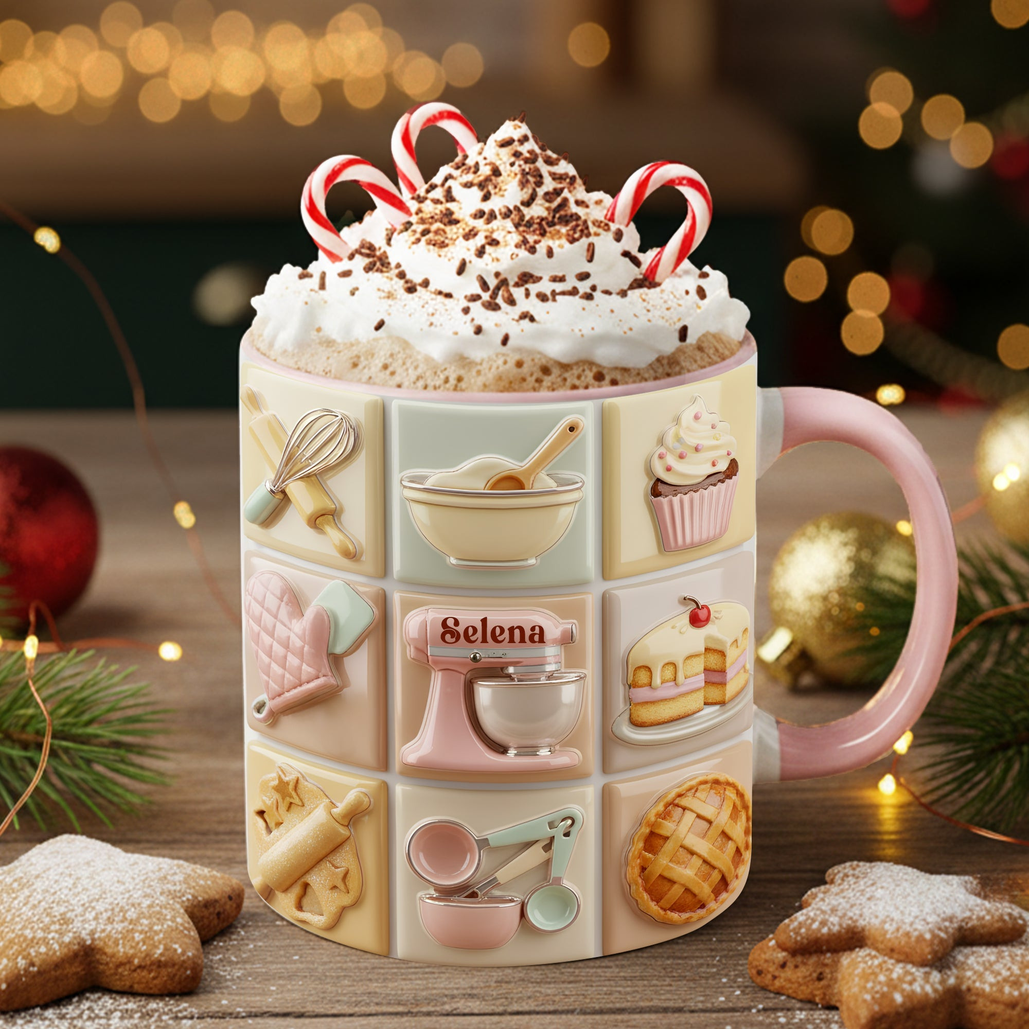 Bake With Love Accent Mug - Personalized Gifts For Bakers - Novelty Christmas Ornaments Funny