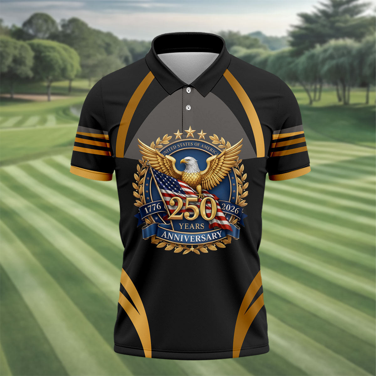 Bald Eagle 250 Years Anniversary Golf Polo Shirt Golf Polos For Men Gift For Golfers
