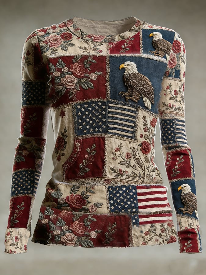 Bald Eagle 250 Years Of America Floral Long Sleeve T-Shirt America 250th Anniversary Shirt